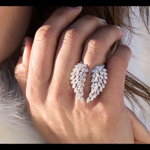Adjustable Gorgeous CZ Topaz Angel Wings Ring